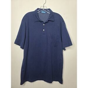 J McLaughlin navy blue speckled polo shirt - large